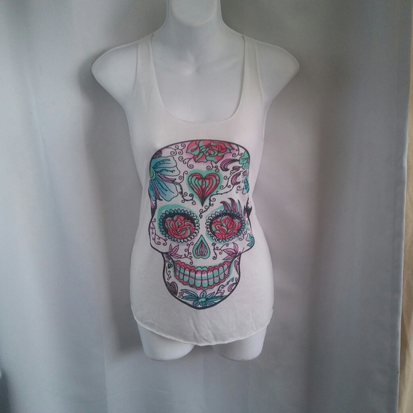 Graphic Tank Top Day of the Dead Sugar Skull, S - Picture 1 of 4